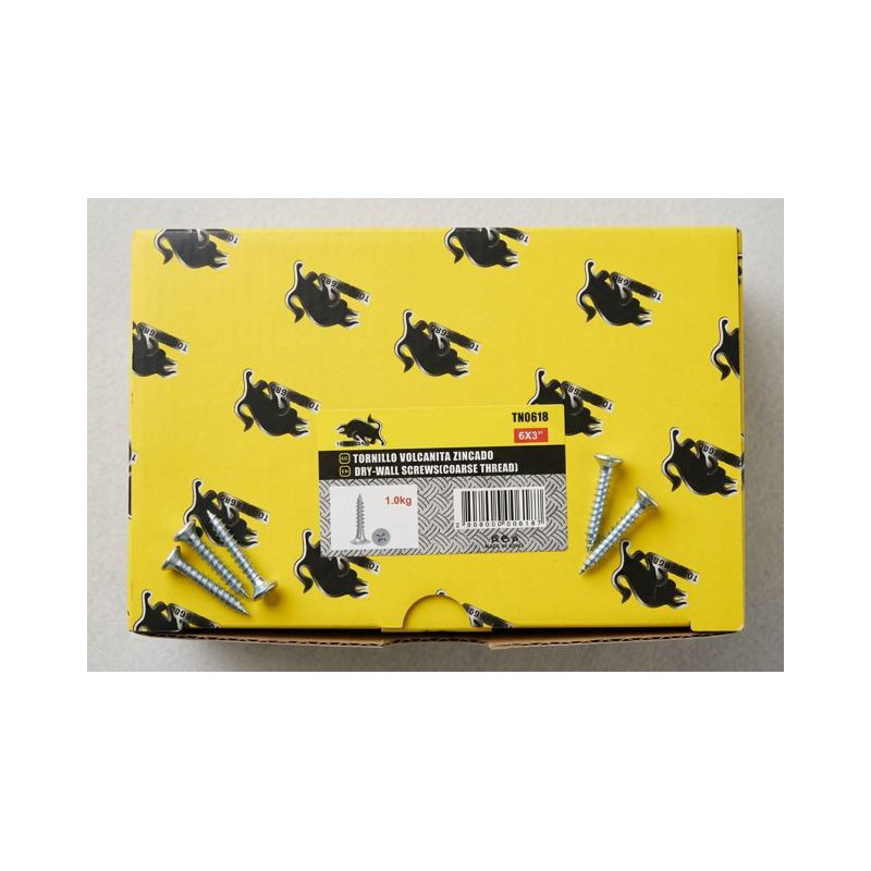 Tornillo volcanita 6 x 3" zincado · caja 1 kg