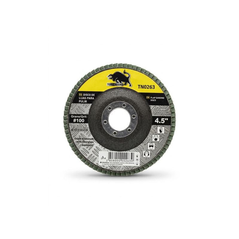 Disco flap madera grano 100 · 4,5"