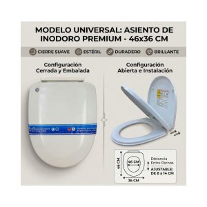 Tapa asiento WC premium cierre suave 46 x 36 cm